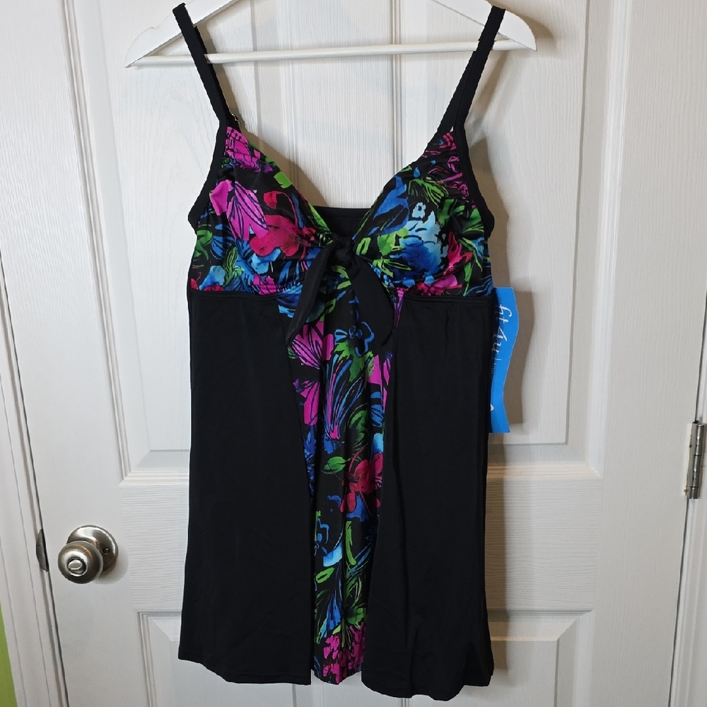 NWT Fit 4U Floral Bathing Suit Swim Dress Floral Print, Women's Size 10